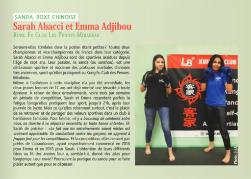 Un bel article sur nos championnes : Sarah Abacci et Emma Adjibou